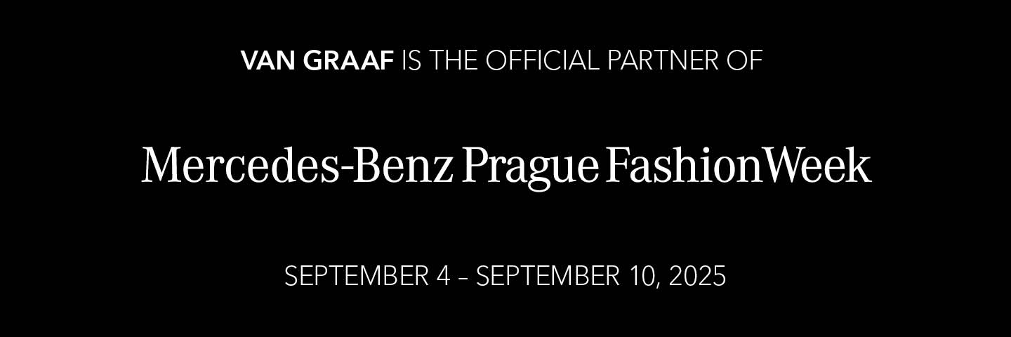 Van Graaf je oficiálním partnerem Mercedes-Benz Prague Fashion Week, 4.–10. září 2025.